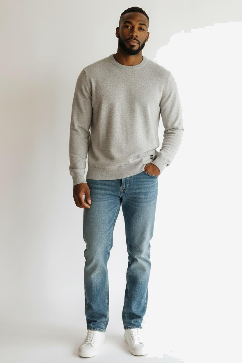ICEBERG Rundhals Herren Grau Wolle Rundhals