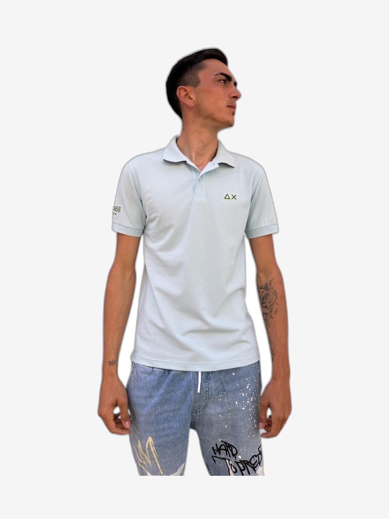 SUN68 Logo Beach Uomo Bianco Cotone