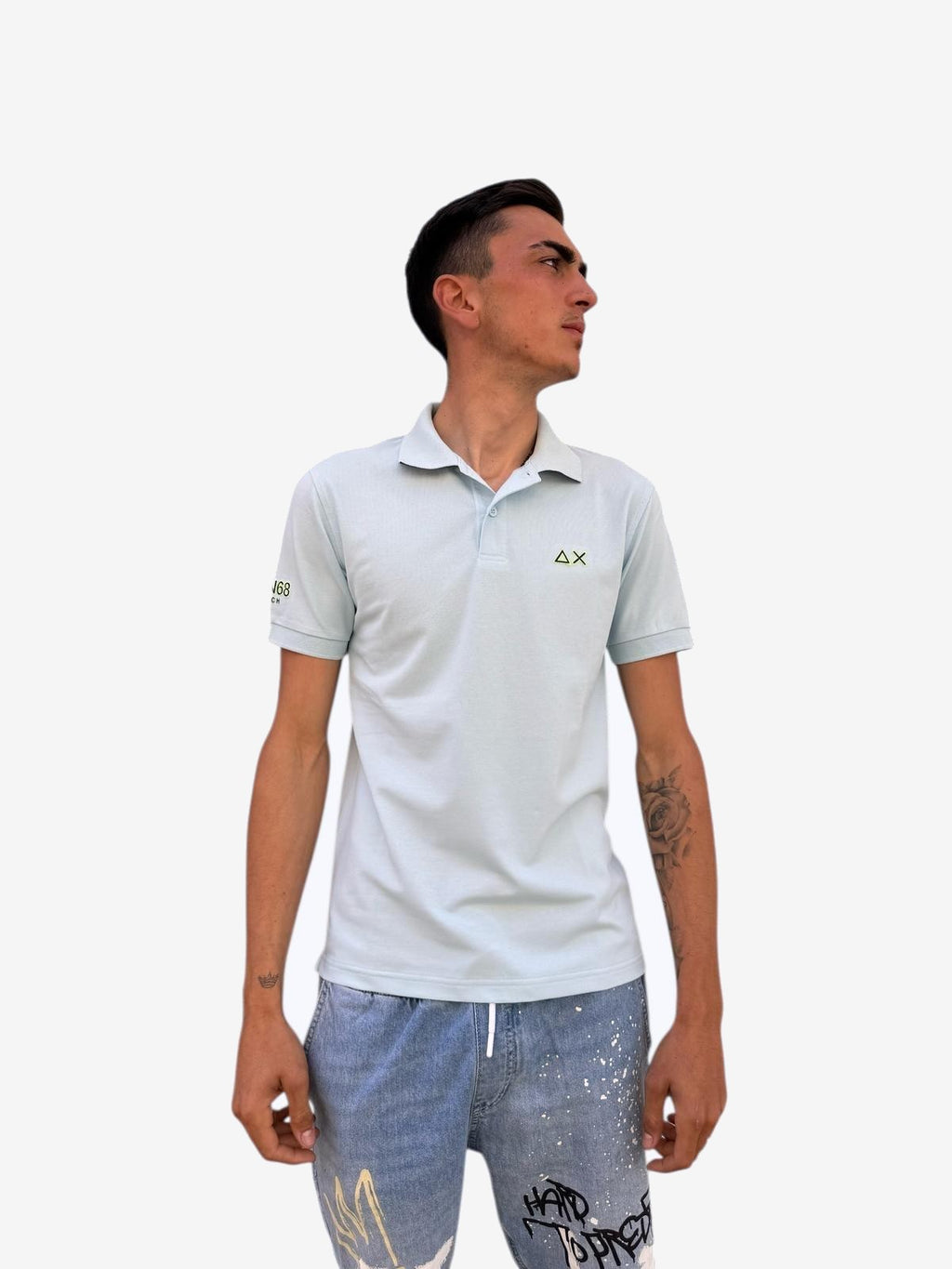 SUN68 Logo Beach Homme Blanc Coton