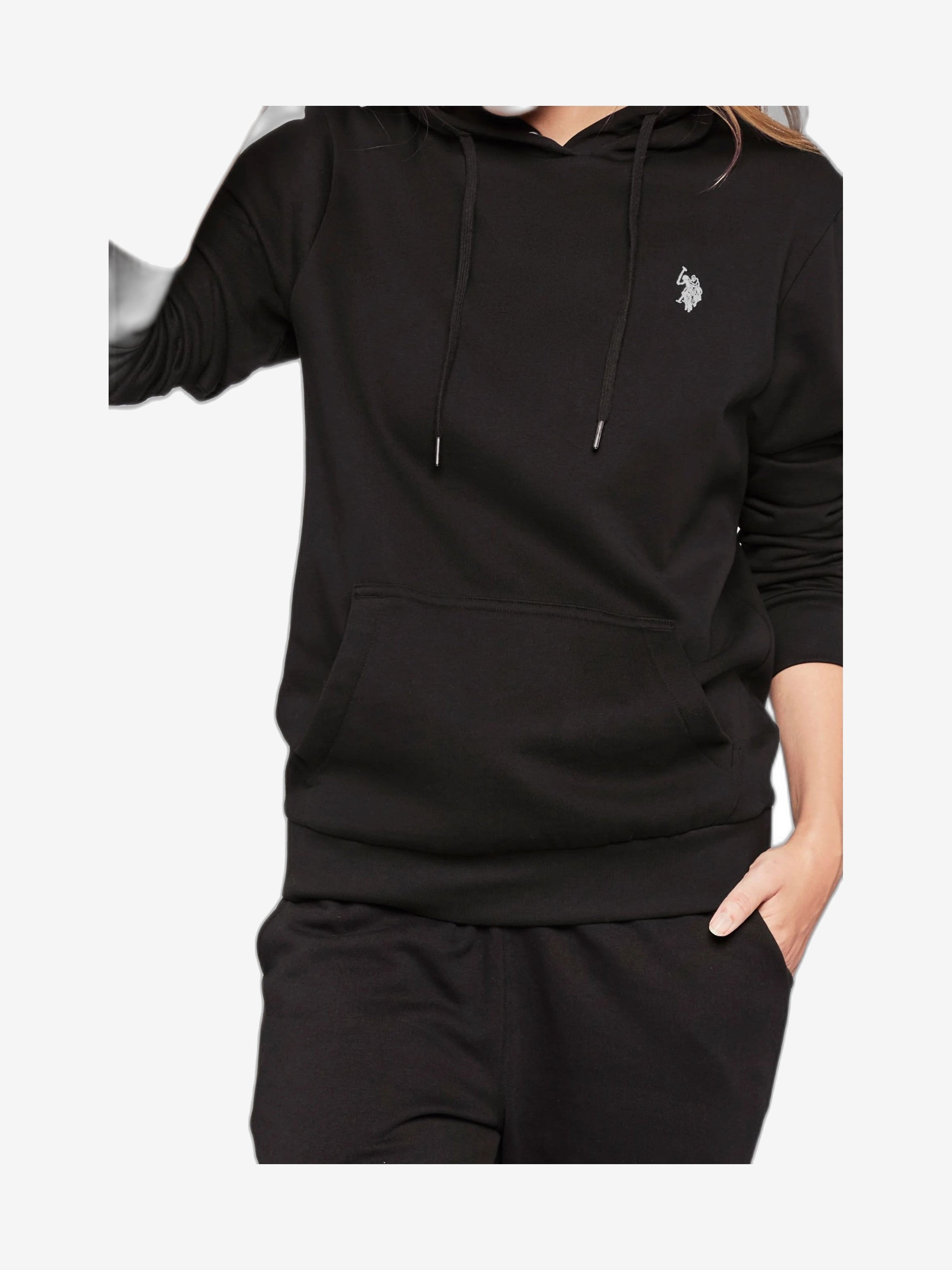 U.S. POLO Felpe Con Cappuccio Unisex Nero Cotone Con Cappuccio