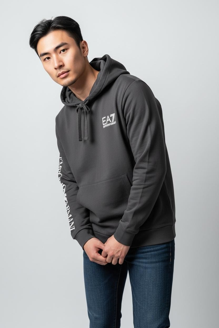 EA7 Herren-Sweatshirt Schwarz Baumwolle