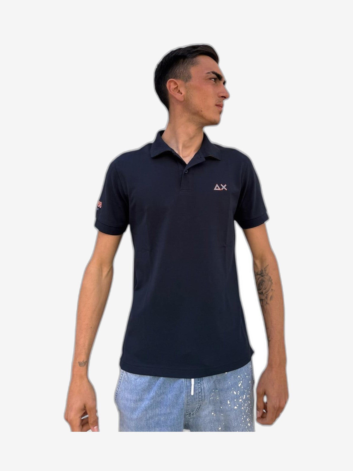 SUN68 Logo Beach Uomo Bianco Cotone