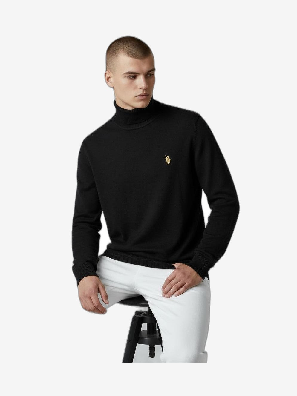 U.S. POLO Maglieria Uomo Nero Cotone Collo Alto