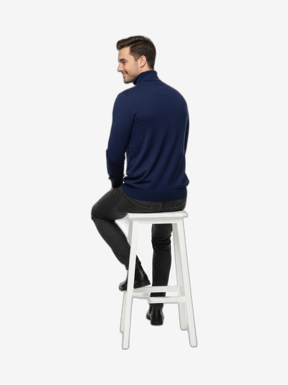 ICEBERG Rollkragenpullover Herren Blau Baumwolle Hochkragen